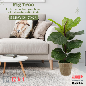 Artificial Fiddle Leaf Fig Tree/Fake Plant with 15 Leaves Faux Plants for Indoor House EZ ART