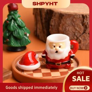 SHPYHT Mini Santa Claus Teacup Trang Trí Thu Nhỏ Giáng Sinh Cup Cảnh Cảnh Cảnh Nhựa Dollhouse Phụ Kiện Giáng Sinh Thủ Công & Quà Tặng
