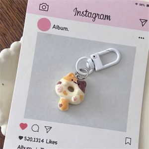 JJT Cute Cat Donut Keychain Cartoon Pendant for Bag Fun Kawaii Accessory Gift for Couples and Friends