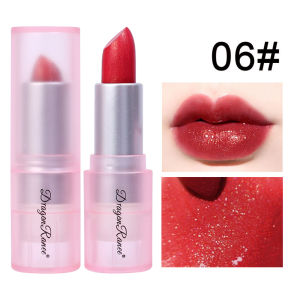 6 Colors Waterproof Diamond Glitter Lipstick Long Lasting Moisturizing Shiny Pearlescent Nude Red Lipsticks Lips Makeup Cosmetic