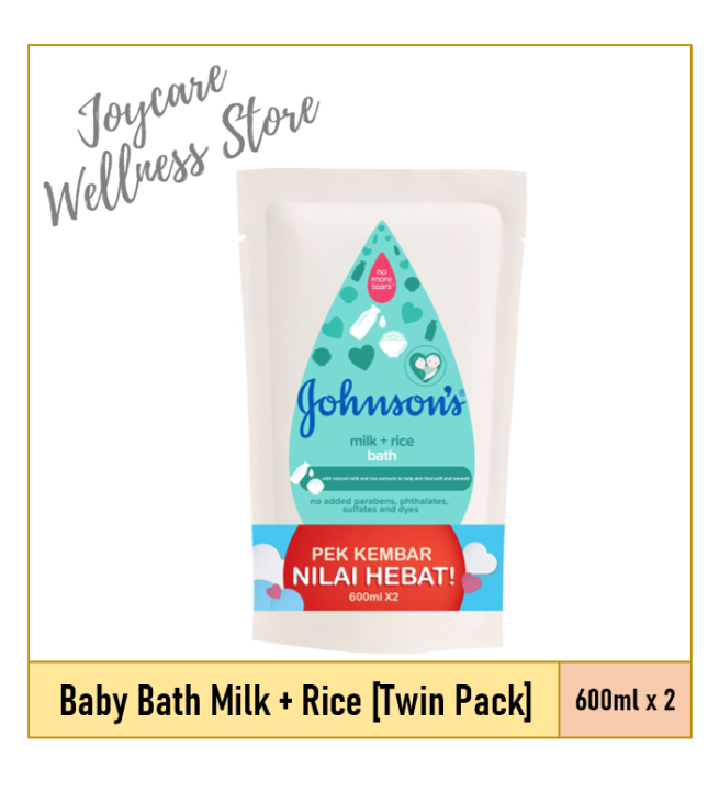 Johnson's Baby Bath Milk + Rice Refill (600ml) [Twin Pack] Lazada