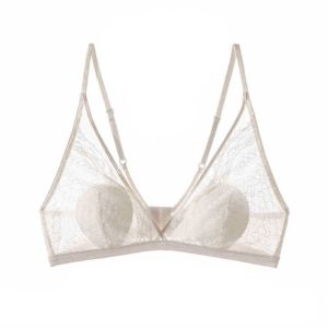 SI958 โปร่งใส บราไร้สายแบบลึก V ป้องกันการกระแทก ลูกไม้ตาข่าย ชุดชั้นในแบบดันทรง สะดวกสบาย ชุดชั้นใน บราเซียสำหรับผู้หญิง สาวๆ