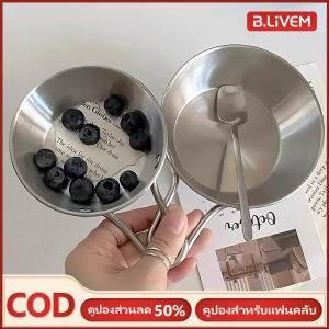 B.LIVEM ชามใส่บะหมี่กึ่งสำเร็จรูปสแตนเลสสีทองแบบเกาหลีชามใส่ไวน์พร้อมด้ามจับชามใส่สลัดขนมขบเคี้ยวและเฟรนช์ฟรายส์1ชิ้น304