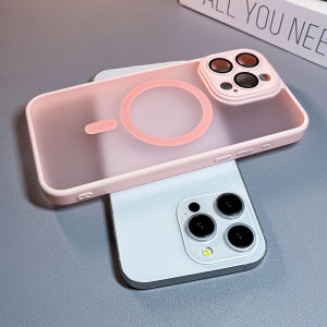For Magsafe Magnetic Camera Lens Protection Case for iPhone 15 16 17 Pro Max Magnet Charge Cover Bumper Coque Fundas Matte Shell