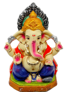 Traditional Handcrafted 100% Eco-Friendly Mitti Clay Ganesha Idol | Clay Ganpati Murti | Home Pooja | Home Decor | Ganesh Chaturthi (Size - Height - 9 inches | Width - 6 inches | Pack of 1 pc)