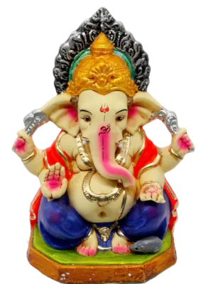Traditional Handcrafted 100% Eco-Friendly Mitti Clay Ganesha Idol | Clay Ganpati Murti | Home Pooja | Home Decor | Ganesh Chaturthi (Size - Height - 9 inches | Width - 6 inches | Pack of 1 pc)
