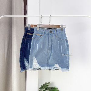 กระโปรงสั้น ผญ เอวสูง แต่งขาด พร้อมส่ง S-XL กระโปรงยีนส์ ทรงสอบ ผ้าไม่ยืด ยาว 17-18 นิ้ว มี 2 สี