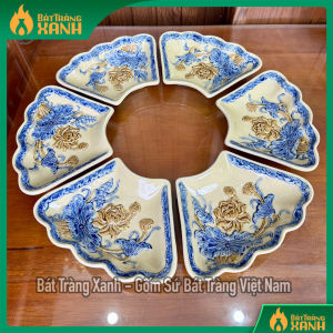 Bộ Hoa Mặt Trời Bát Tràng ĐK 46cm Bộ 7 Món Bày Lễ Cúng Dâng Ban Thờ Gia Tiên Họa Tiết Hoa Sen