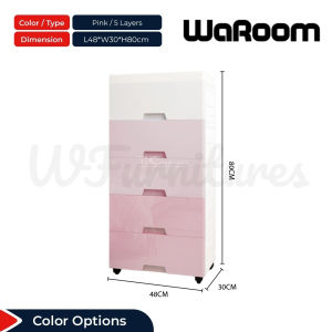 5-Tier High-Grade Plastic Drawer Storage Cabinet Wardrobe Organizer (L40/48 x W30 x H80cm)