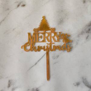 Topper Kaca MERRY CHRISTMAS / Topper Natal Acrylic