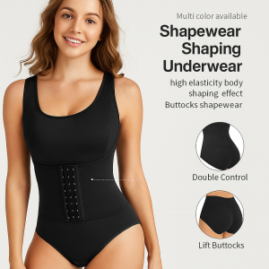 Double-strap Bodycon Double Lined High Stretch Bodysuit Tummy Control Body Shaper