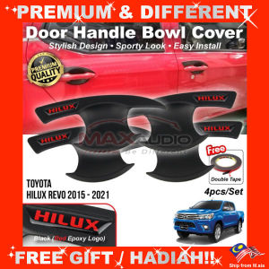 Car Door Handle Protector TOYOTA HILUX REVO 2015-2021 Matte Black Carbon Red Logo Bowl Cover Trim