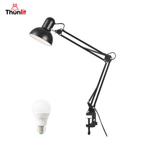 Thunlit Target Clip Light Plug-in E27 Metal Desk Clamp Lamp with Adjustable Long Arm