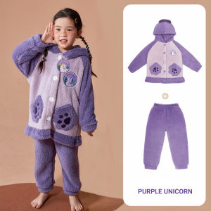 Kocotree children split pajamas autumn and winter warm childrens home clothes boys and girls cartoon nightgown KQ22213
