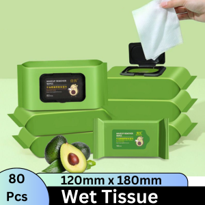 80Pcs AVOCADO Makeup Removal Wipes Deep Cleansing Wet Cotton Tissue