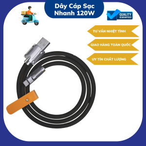 Dây Cáp Sạc Nhanh USB Loại C 120W Bằng Kim Loại Bọc Silicone Cao Cấp Chất Lượng Bền Bỉ Chống Gãy Gập Đứt Ngầm