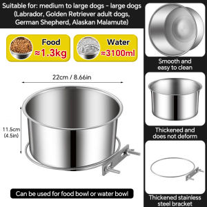 【COD】Dog Hanging Metal Hook Stainless Bowl Dog Hanging Food Bowl for Dog Cage Hanging Food Feeder