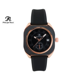 PhiLipe Ricci Jam Tangan Wanita Analog Tanggal Aktif Diameter Kotak Strap Tali Karet Kecil Korea Style 8899 Free Box