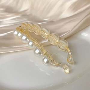 SERENITY 1pcs Pearls Hairpins Banana Clips Headwear Hair Clips Women Ponytail Barrettes Hair Pin Accessories