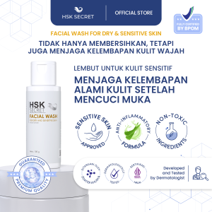 HSK Secret Facial Wash Dry - Membersihkan & Melembapkan Kulit Wajah - Non-SLS Aloe Vera & Castor Oil