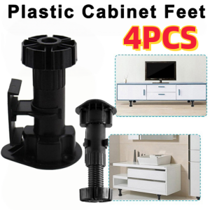 4Pcs Adjustable Plastic Cabinet Leveler Legs Furniture Legs with Clip Furniture Legs Replacement Leg for Sofa Couch Chair & Cabinets Adjustable Plinth Foot Furniture Support Legs