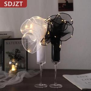 [COD] SDJZT กระดาษห่อดอกไม้ LED พร้อมไฟ1ชิ้นเส้นด้ายลายคลื่นลูกไม้บรรจุภัณฑ์ช่อดอกไม้ตกแต่งงานแต่งงานของขวัญวันเกิด