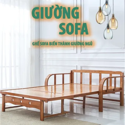 [Ảnh Cuối Thật] Giường Tre Gấp Gọn Thành Ghế Sofa Thông Minh Chất Liệu Tre Tự Nhiên Ép Nhiệt Cao Cấp Chắc Chắn Tặng kèm Gối + Nệm Trải