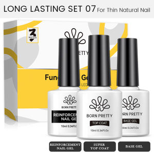 BORN PRETTY 3pcs/Set 10ml Functional Gel Kit Base Top Coat Reinforcement Gel Transparent Soak Off UV LED Function Gel