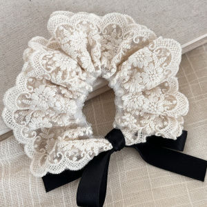 Pharaoh🍓Ikat Rambut Usus Besar Renda Vintage Ikat Rambut Lembut Bordir Pita Karet Wanita COD