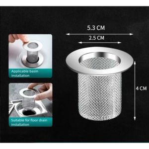304 Stainless Steel Sink Drain Strainer Filter Mesh Anti Clogging Hair Catcher For Bathroom