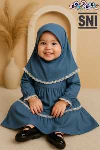 (EGSUS) Gamis Bayi Anak Perempuan Free Jilbab Murah Aurora New Born 0 3 Tahun Pink Model Mahogany