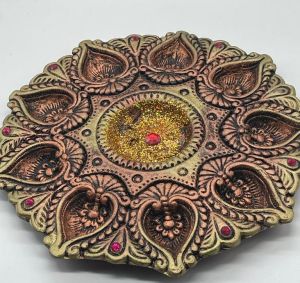 Diya Tray for Diwali Gift/Decorations Clay Handmade Diya/Natural Earthen Oil Lamp/Traditional Diyas for Pooja. Deepawali 9 Diya Big Tray Lamp Clay Decorative Diya Thali Diwali Diya Puja Thali set