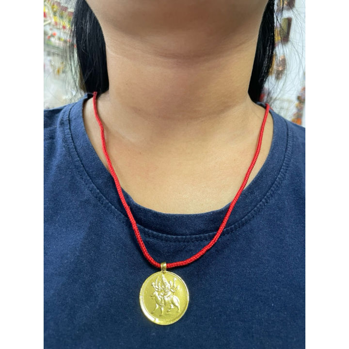 🌺 Divine Durgai Amman Maa Durga Gold-Tone Locket with Red Sacred String ...