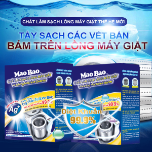 Bột Tẩy Vệ Sinh Lồng Máy Giặt Mao Bao 306g làm sạch cặn bẩn khử mùi nấm mốc dùng được cho máy giặt cửa trên và cửa trước