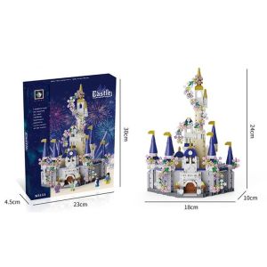 Pink Castle Villa High Difficulty Building Block Toy with Minifigures DIY Brick Toys for Girls Gift