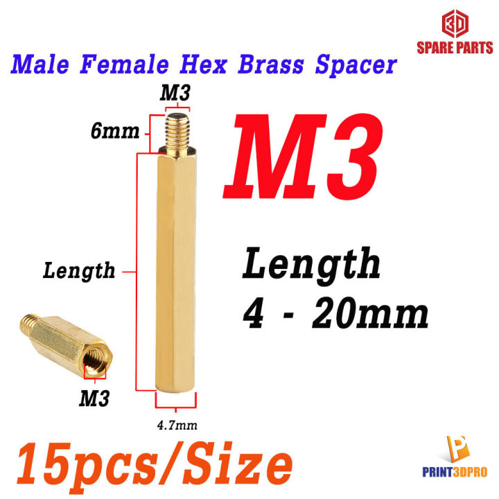 M3 Screw Nut Hex Brass Male Female Standoff Board Pillar Hexagon Thread
