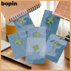 Bopin โปสการ์ดรูปใบโคลเวอร์นำโชค1 5 10ชิ้นการ์ดอวยพรโปร่งใสหญ้าธรรมชาติสำหรับบุ๊กมาร์ก