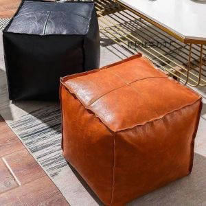 YUBAGUANB Waterproof Storage Stool Non-Slip Large Capacity PU Leather Ottoman Foot Rest No Fillings Leather Pouf Room