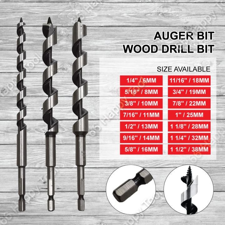 25mm-38mm Auger Bit Wood Drill Bit SDS/Hexagon Shank 200mm