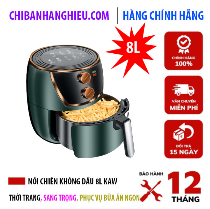 Nồi chiên không dầu KAW 8L 1500W, nồi chiên không dính xanh, đen, lò ...