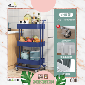 SERBAGUNA TROLI RACK MINI 3 TIER/ Rak Kamar Tidur/Dapur/Tempat Penyimpan Pegangan Bahan ABS PLASTIC