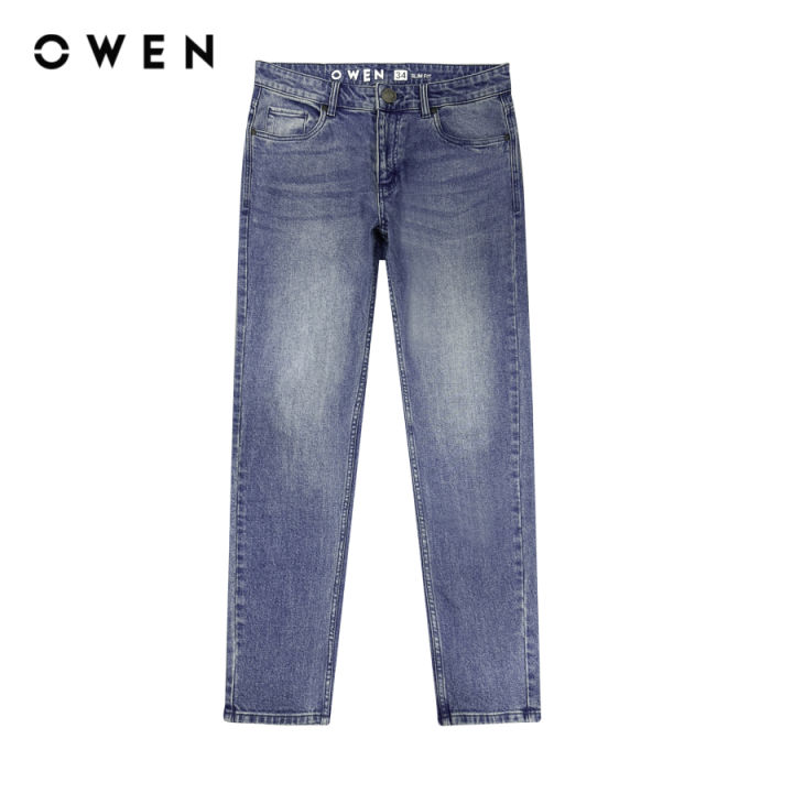 OWEN - Quần jeans Regular Fit QJR231899 màu Xanh chất liệu Cotton Spandex
