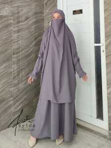 Gamis Wolfis Exclusive | Dress Muslimah Niqob Khimar | Set Gamis One Set Syari French Khimar