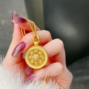 Gold 916 original Malaya trendy silk thread rotatable and agile eight treasure compass pendant cash on delivery