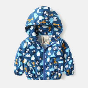 Rolanko Toddler 2-7 Years Boys Windbreaker Casual Jacket Outerwear Kids Zip Hooded Jacket Baby Cute Dust Coat