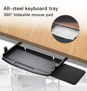 Under-Counter Computer Keyboard Tray Under Desk with Mouse PadEasy-Glide steel Keyboard Drawer