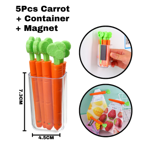 5pcs Sealer Clip Magnet Fridge Carrot Airtight Small Large Size kitchen snack Food Sealing Bevara冰箱贴胡萝卜食品密封夹