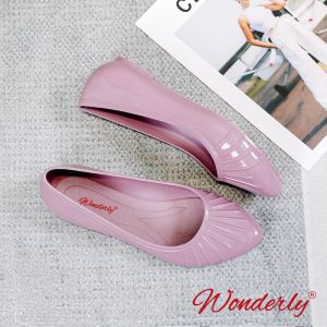 L595 [WONDERLY] Flat Shoes Jelly Wanita Sepatu Kantor Karet Sepatu Kantor Anti Air Sepatu Flat Shoes Karet Sepatu Formal