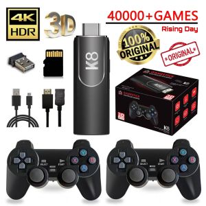 K8 Game Stick 64G 4K HD Built-in 40000+ Games 2 Set Controller & Stick Dual Wireless 2.4GHz Controller Retro Console TV Stick