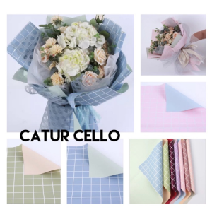 ( 5 Lembar ) TRANSLUCENT LINE EDGE - FLOWER WRAPPING TRANSLUCENT PAPER / KOREAN CELLOPHANE